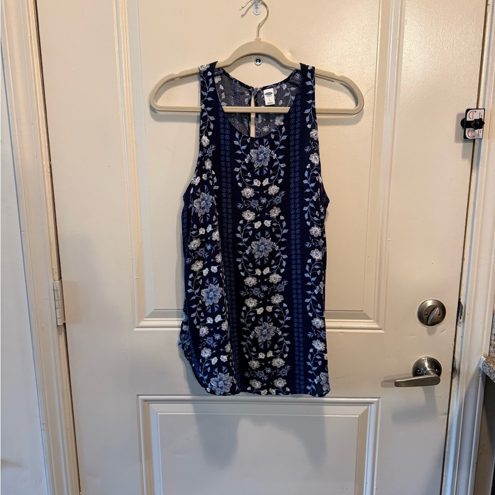 Old Navy Floral Tank Top - Navy and White